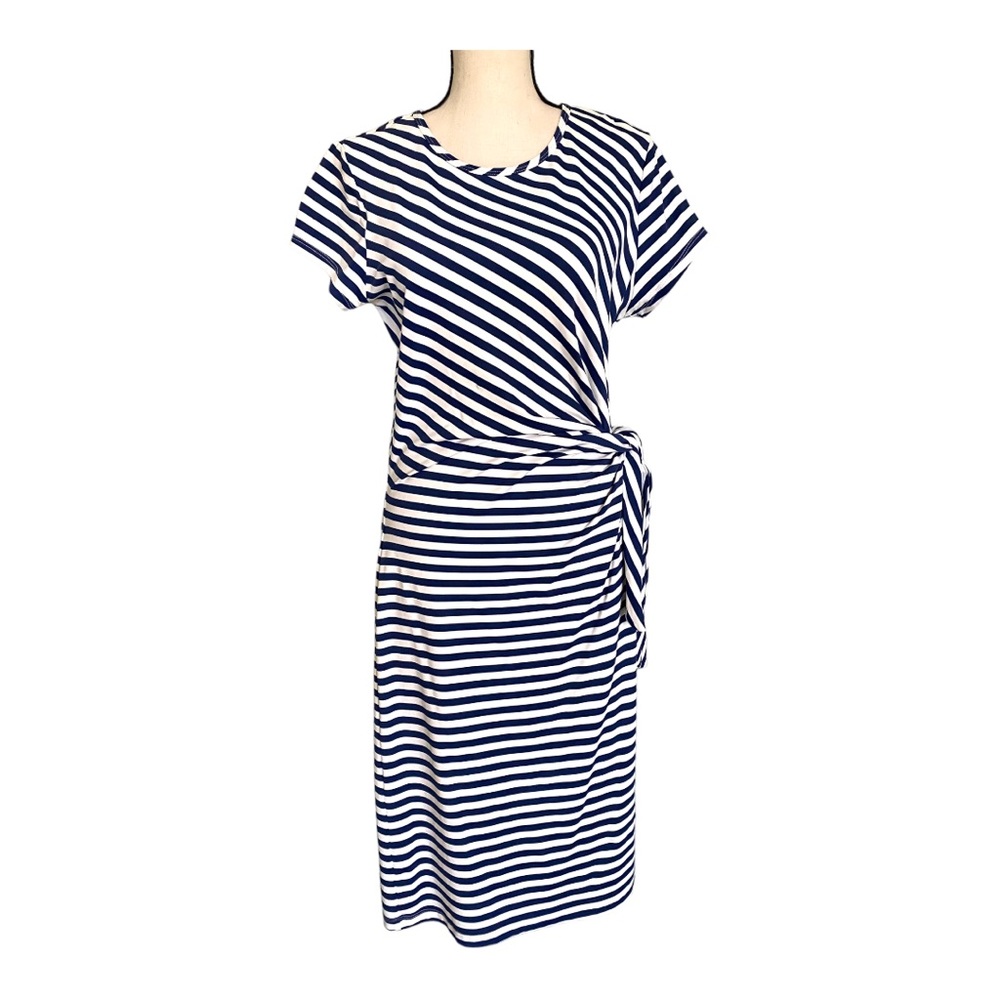 JMclaughlin Elora Bangle Stripe Print Side Tie Short Sleeve Sheath Dress